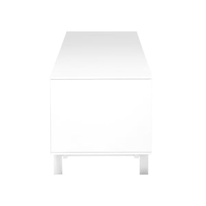 EuroStyle Birmingham Gloss White Lacquer Media Stand with Steel Legs for Modern Living Rooms 31015WHT-KIT