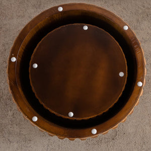 English Elm Set of 2 Fluted Nesting Round Tables Solid Wood Mdf Mid-century Living Room W3158P407134