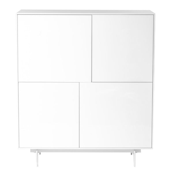 EuroStyle Birmingham Gloss White Lacquer Storage Cabinet with Push Open Doors and Steel Legs 31017WHT-KIT