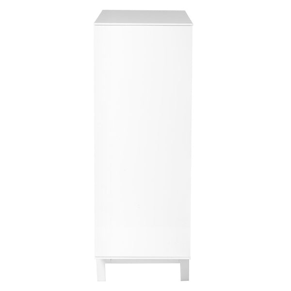 EuroStyle Birmingham Gloss White Lacquer Storage Cabinet with Push Open Doors and Steel Legs 31017WHT-KIT