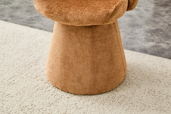 English Elm Modern Chenille Linen Accent Chair Sculptural Hollow Back Swivel Seat for Dining Vanity Brown W3493P452653
