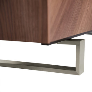EuroStyle Alvarado Walnut Veneer Media Stand with Chevron Doors and Steel Base for Living Rooms 31028WAL-KIT