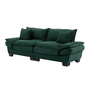 English Elm Corduroy Modern Sofa Sleeper Loveseat with Double-Layer Cushions, Two Pillows, Sturdy Frame 84" Green W676P227343