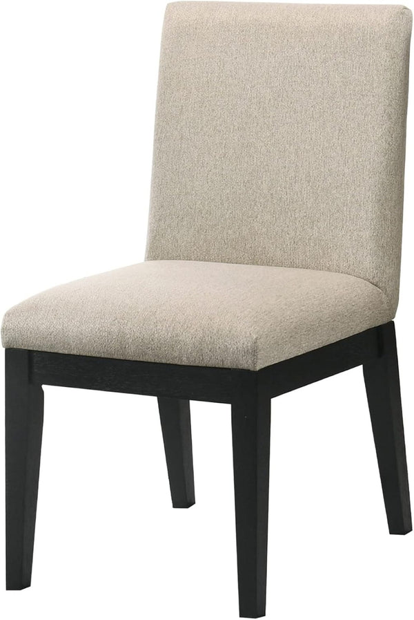 English Elm Contemporary Upholstered Dining Chairs Set of Two Oatmeal Fabric Kitchen Seating B011P446660