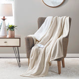 Serta Fleece to Sherpa Casual Heated Throw ST54-0081 Tan