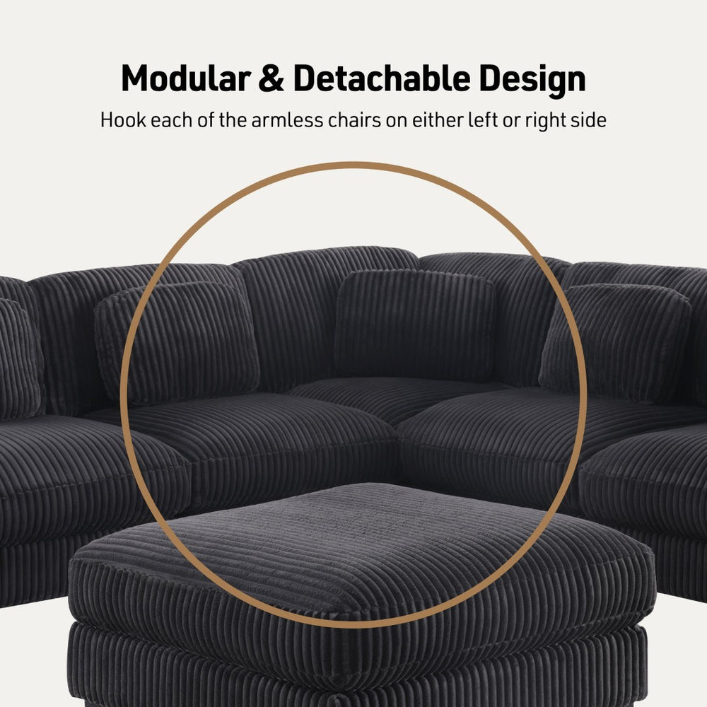 English Elm Sloane 117"W Reversible L-Shape Sectional Sofa In Charcoal Corduroy - Modern Comfort & Style B061S00920-GIGA