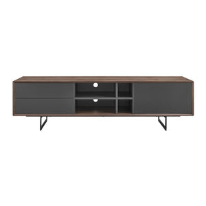 EuroStyle Anderson Walnut Veneer TV Stand with Matte Black Steel Base for Contemporary Rooms 31051GRY-KIT