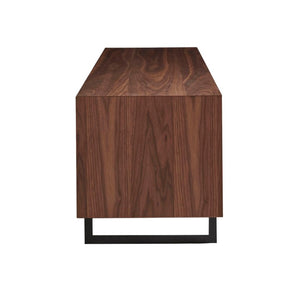EuroStyle Anderson Walnut Veneer TV Stand with Matte Black Steel Base for Contemporary Rooms 31051GRY-KIT
