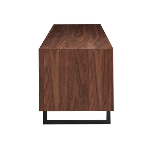 EuroStyle Anderson Walnut Veneer TV Stand with Matte Black Steel Base for Contemporary Rooms 31051GRY-KIT
