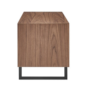 EuroStyle Anderson Walnut Veneer Media Stand with Steel Base for Modern Living Rooms 31054-GRY