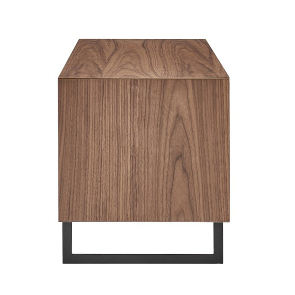 EuroStyle Anderson Walnut Veneer Media Stand with Steel Base for Modern Living Rooms 31054-GRY