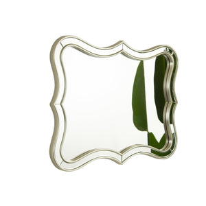 English Elm 24'' Fleuron Mirror Wave-Shape PU Frame Luxury Decorative Wall Mirror Golden or Silver Accent, Stylish W2615P346500