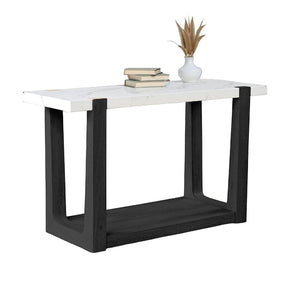 English Elm Modern 3pc Table Set with Faux Marble Tops and Two-Tone Finish, Sleek Contemporary Sofa Coffee End Tables 48" Black,White 52 L x 30 W x 11 H B2741S00693