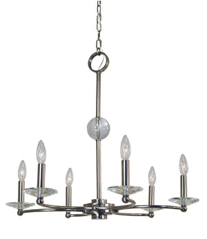 Framburg 6-light Whimsical Pirouette Chandelier With Elegant Crystal Bobeches For Glamorous Spaces Polished Nickel Metal 3106 Pn