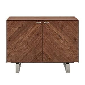 EuroStyle Alvarado Walnut Chevron Sideboard with Stainless Legs for Dining Room Storage 31064-WAL