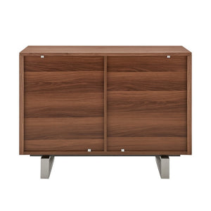 EuroStyle Alvarado Walnut Chevron Sideboard with Stainless Legs for Dining Room Storage 31064-WAL