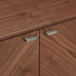 EuroStyle Alvarado Walnut Chevron Sideboard with Stainless Legs for Dining Room Storage 31064-WAL