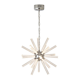 English Elm 24-light Bubble Glass Pillar Chandelier Silver Sculptural Pendant for Dining Entryway W5008P391472