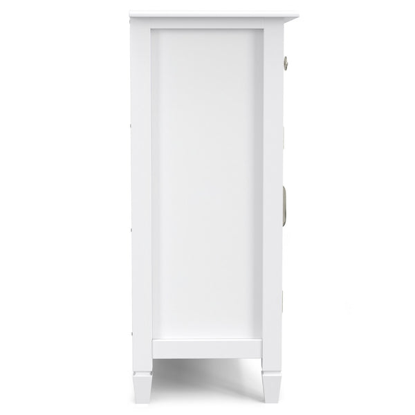 English Elm Connaught Solid Pine Entryway Cabinet White Lacquer Finish with Drawers and Shelves B136P436039
