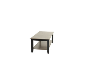 English Elm Gray Modern Two-Tone 47" Coffee Table with Walnut Veneer Top, Solid Rubberwood Legs & Shelf Storage B011P396179