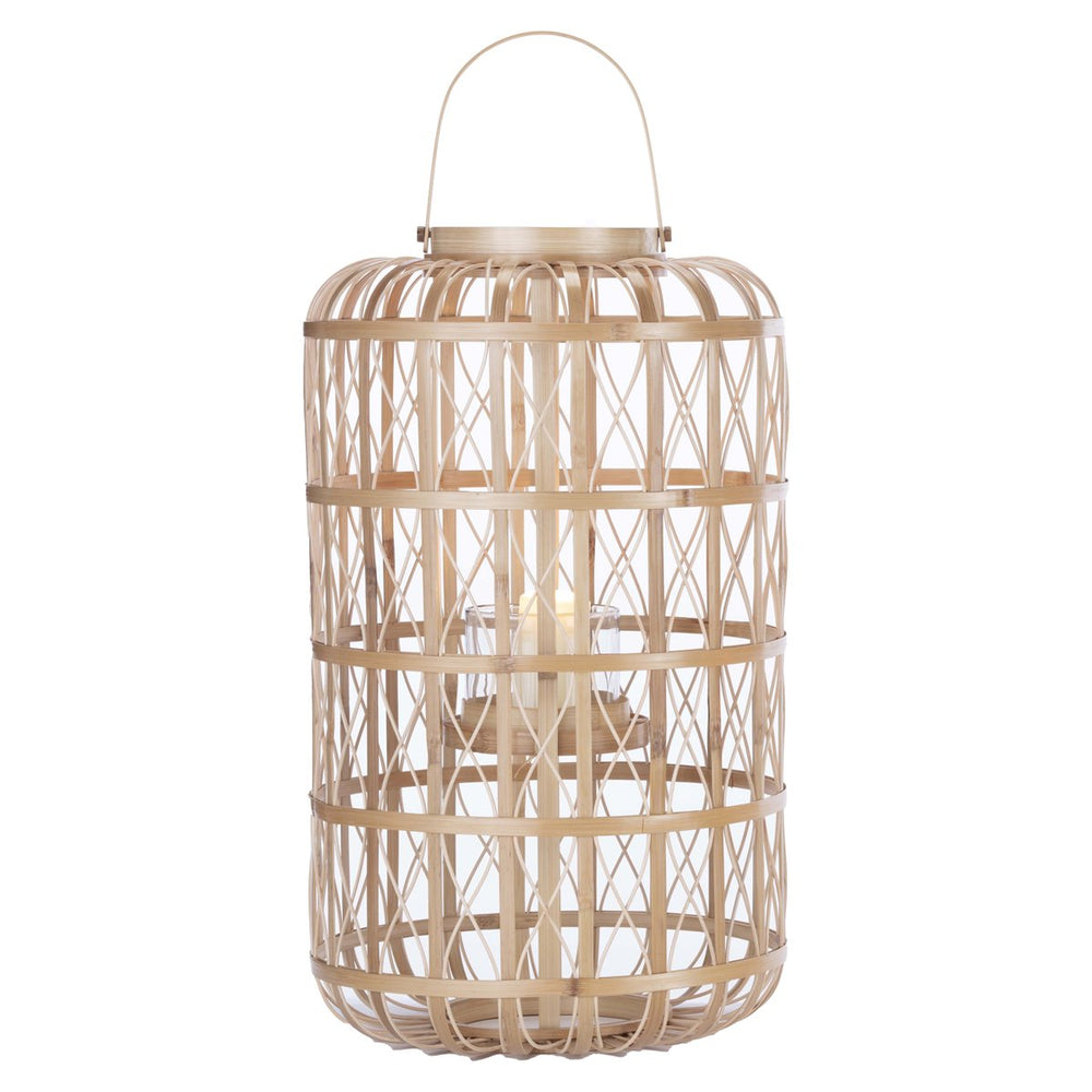 Chelsea House Harbour Rattan Lantern Large 44"H Coastal Lattice Floor Lantern—Handwoven Natural Finish, Statement Accent 31080310