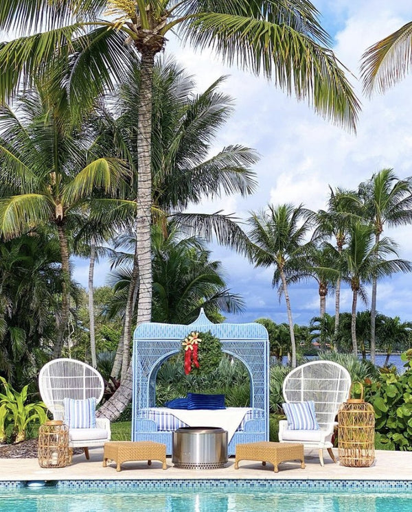 Chelsea House Harbour Rattan Lantern Large 44"H Coastal Lattice Floor Lantern—Handwoven Natural Finish, Statement Accent 31080310