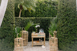 Chelsea House Harbour Rattan Lantern Large 44"H Coastal Lattice Floor Lantern—Handwoven Natural Finish, Statement Accent 31080310