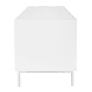 EuroStyle Bodie Scandinavian Low Profile TV Stand with Oak Veneer and Lacquered Cabinet Storage 31080WHT-KIT