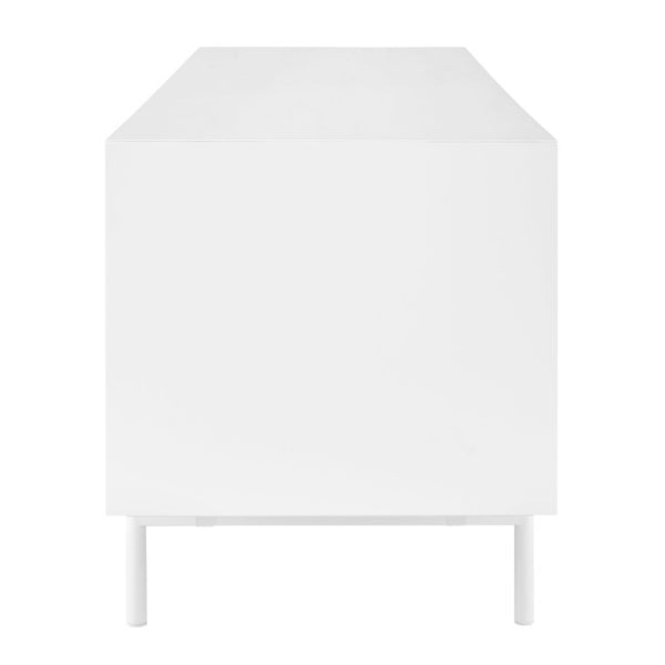 EuroStyle Bodie Scandinavian Low Profile TV Stand with Oak Veneer and Lacquered Cabinet Storage 31080WHT-KIT