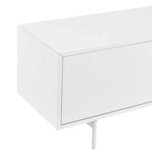 EuroStyle Bodie Scandinavian Low Profile TV Stand with Oak Veneer and Lacquered Cabinet Storage 31080WHT-KIT