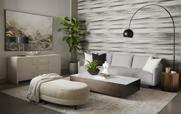 Sunpan Vern Floor Lamp – Stylish Arc Design with Unique Marble Base for Chic Living and Work Spaces Black