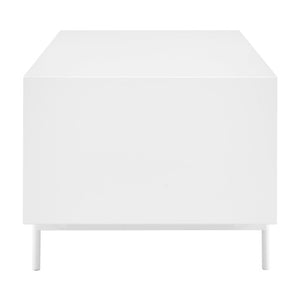EuroStyle Bodie Scandinavian Two Tone Oak Veneer Coffee Table with Cabinet Storage Steel Legs 31084WHT