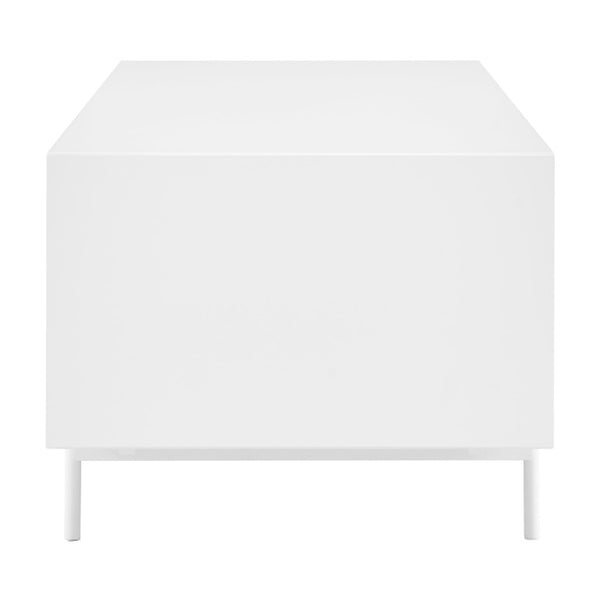 EuroStyle Bodie Scandinavian Two Tone Oak Veneer Coffee Table with Cabinet Storage Steel Legs 31084WHT