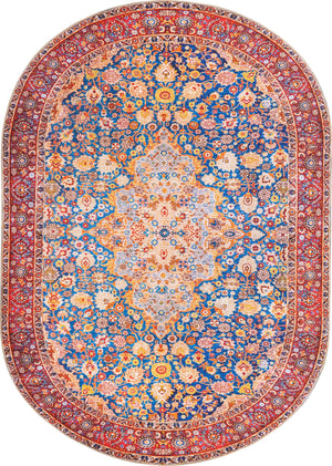 Unique Loom Timeless James Machine Made Medallion Rug Navy Blue, Beige/Blue/Ivory/Olive/Orange/Red 7' 7" x 10' 6"