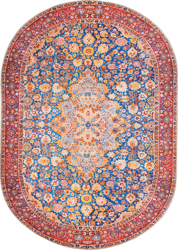 Unique Loom Timeless James Machine Made Medallion Rug Navy Blue, Beige/Blue/Ivory/Olive/Orange/Red 7' 7" x 10' 6"