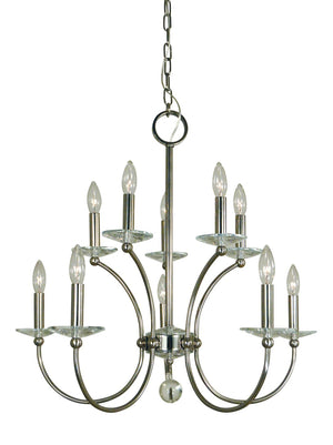 Framburg 10-light Pirouette Chandelier - Whimsical Crystal Design With Orbiting Half Circles, Made In Usa Polished Nickel Metal 3109 Pn