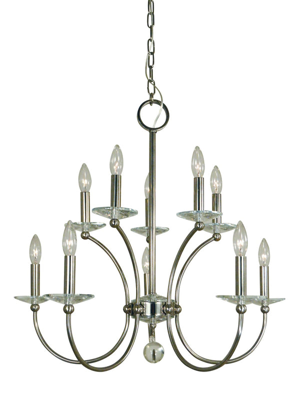 Framburg 10-light Pirouette Chandelier - Whimsical Crystal Design With Orbiting Half Circles, Made In Usa Polished Nickel Metal 3109 Pn