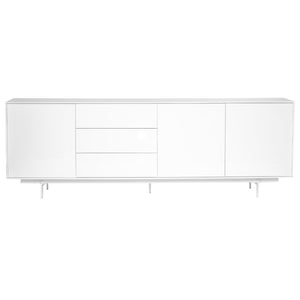 EuroStyle Birmingham Lacquered Sideboard with Steel Legs for Modern Dining and Living Spaces 31090WHT-KIT