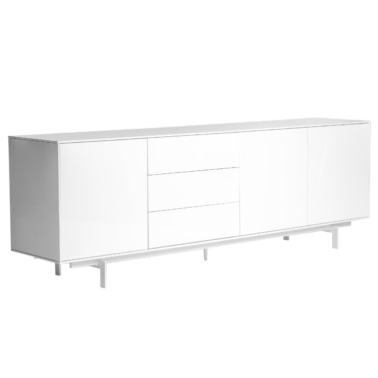 EuroStyle Birmingham Lacquered Sideboard with Steel Legs for Modern Dining and Living Spaces 31090WHT-KIT