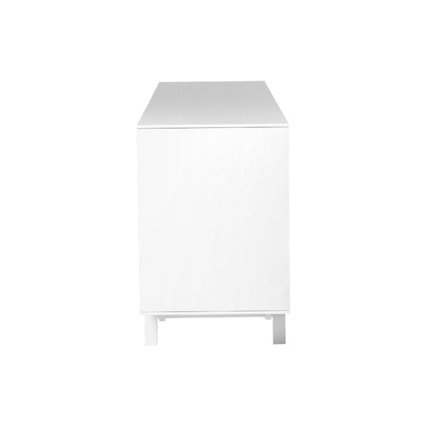EuroStyle Birmingham Lacquered Sideboard with Steel Legs for Modern Dining and Living Spaces 31090WHT-KIT