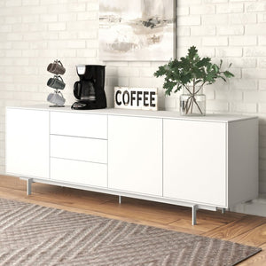 EuroStyle Birmingham Lacquered Sideboard with Steel Legs for Modern Dining and Living Spaces 31090WHT-KIT