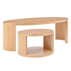 EuroStyle Svea Scandinavian Oak Nesting Table Set for Living Room Space Saving Modern Decor 31092OAK-KIT