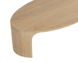 Sunpan TOMAS Mid-Century Modern Coffee Table in Light Acacia Wood – Oval Design with Sculptural Legs 112350