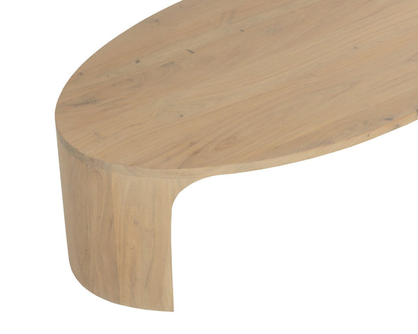 Sunpan TOMAS Mid-Century Modern Coffee Table in Light Acacia Wood – Oval Design with Sculptural Legs 112350