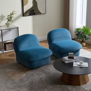 English Elm Swivel Accent Chair Plush Velvet Pumpkin Barrel Silhouette with 360 Degree Metal Base Smoke Blue W3244P392751