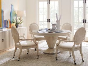 Lexington Sligh Preston Game Chair: Elegant Hollywood Regency Design With Scalloped Detailing And Smooth Casters Opaline Wood 310-938-01