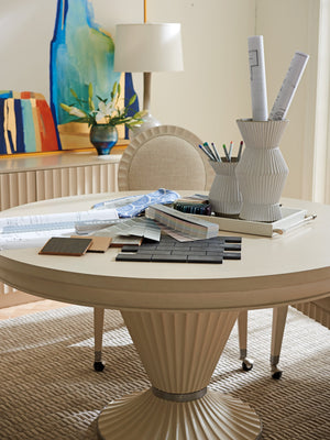 Lexington Sligh Artesia Game Table - Elegant Hollywood Regency Design With Scalloped Detailing And White Oak Finish Opaline Wood 310-300c