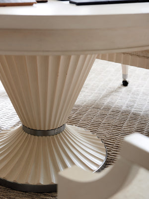 Lexington Sligh Artesia Game Table - Elegant Hollywood Regency Design With Scalloped Detailing And White Oak Finish Opaline Wood 310-300c