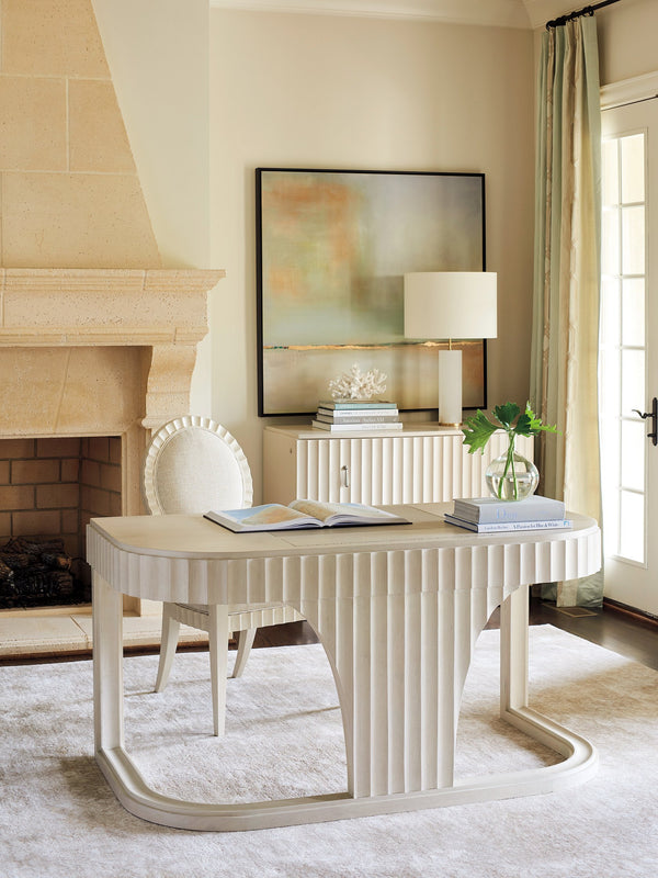 Lexington Sligh Caledonia Writing Desk - Elegant Hollywood Regency Design With Leather Top, Usb Ports & Privacy Channel Opaline Wood 310-410