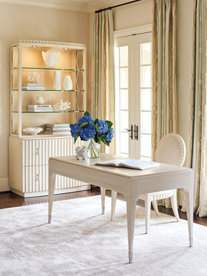 Lexington Sligh Roslyn Writing Desk - Elegant Art Deco Design With Leather Top, Storage Drawers & Timeless Charm Opaline Wood 310-411